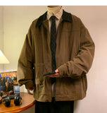 Wiaofellas New Jackets American Vintage High Street Zipper Jacket Men Autumn Winter Casual Male Oversize Loose Patchwork Corduroy Coat