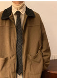 Wiaofellas New Jackets American Vintage High Street Zipper Jacket Men Autumn Winter Casual Male Oversize Loose Patchwork Corduroy Coat