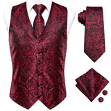 WIAOFELLAS New Mens Suit Vests Necktie Hankerchief Cufflinks Set Silk Slim Fit Male Waistcoat Jacquard Sleeveless Waist Jacket