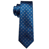 Wiaofellas Sapphire Blue Geometric Pattern 100% Silk Men Tie Barry.Wang 8.5cm Woven Business Party Necktie Dropshipping Men Gift FA-5054