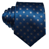Wiaofellas Sapphire Blue Geometric Pattern 100% Silk Men Tie Barry.Wang 8.5cm Woven Business Party Necktie Dropshipping Men Gift FA-5054