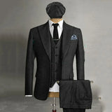 WIAOFELLAS -  Male Suits 2024 Boutique Slim Fit Peak Lapel Business Casual Suits 3 Pcs Men's Wedding Party Blazer Vest Pants Set
