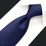 Wiaofellas S6 Dots Navy Dark Blue White Ties For Men Silk Neckties and Pocket Square Set Extra Long Slim Gift Wedding