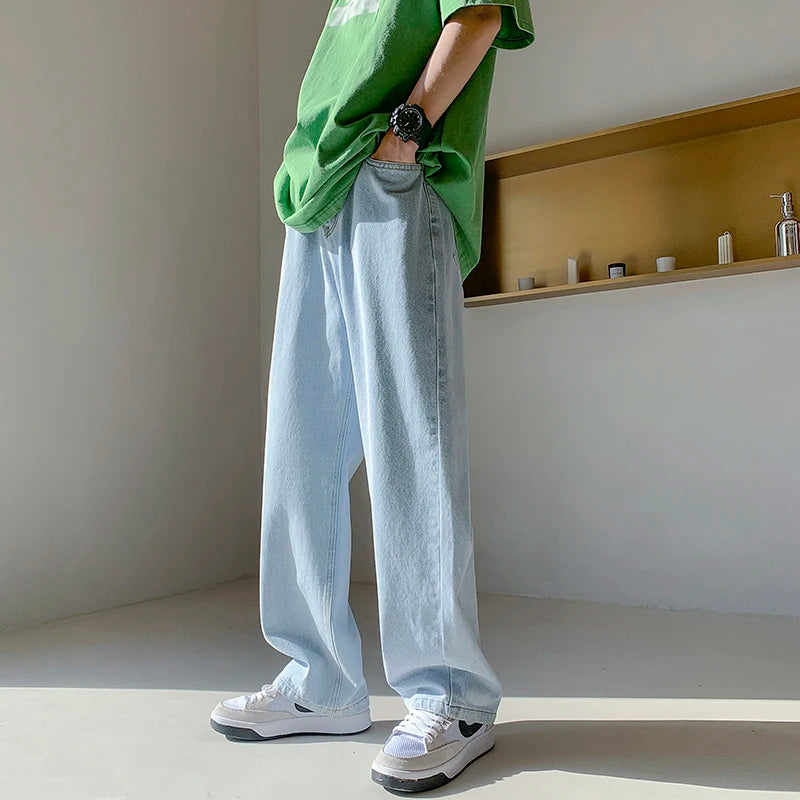 Wiaofellas  -  4 Colors Baggy Jeans Men Fashion Casual Wide Leg Jeans Men Streetwear Loose Hip Hop Straight Denim Pants Mens Trousers M-2XL