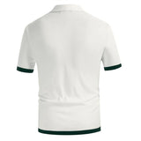 Wiaofellas  -  guys clothing style Summer Clothing Men's Light Luxury Knitted Short Sleeve Polo Shirt Vintage Striped Button-down T-shirt for Men Fashion Knitwear