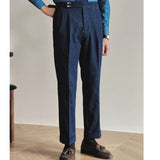 Wiaofellas  -  Denim Blue Quality Italy Business Dress Pants Men  Office Social Suit Pants Casual Wedding Groom Trouser Pantaloni Uomo Casual