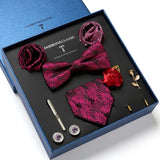 Wiaofellas - Holiday Gift Box Tie For Men Tie Handkerchief Pocket Squares Cufflink Set Necktie Box Man Dark Grey April Fool's Day