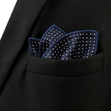Wiaofellas S6 Dots Navy Dark Blue White Ties For Men Silk Neckties and Pocket Square Set Extra Long Slim Gift Wedding