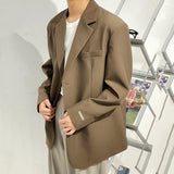 WIAOFELLAS  -  Causal Men's Single Breasted Blazers Spring New Vintage Brown Men's Clothes Casual Niche Design Loose Suit Coat 2Y5158