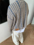 Wiaofellas  -  Trendy Striped Twists Knitted Sweaters Autumn Y2k Men Loose O Neck Long Sleeve Knit Pullover Vintage Warm Sweater Jumpers