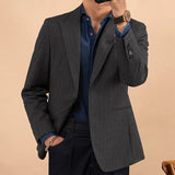 Wiaofellas - Men Vintage Sport Blazers For Men Stripe Suit Blazer Men  British Office Suit Jacket Casual Business Gentleman Suit Coat