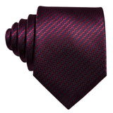 Wiaofellas Red Silk Wedding Necktie Jacquard Woven Striped Ties For Men Tie Handkerchief Cufflink Set  Fashion Designer FA-5028