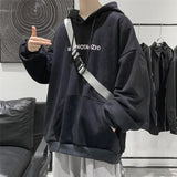 Wiaofellas  -  Male Clothes Hoodies White Sweatshirt For Men Hooded Simple Letter Loose Aesthetic New In Pastel Color Elegant Hot Offers Warm