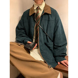 Wiaofellas New Jackets American Vintage High Street Zipper Jacket Men Autumn Winter Casual Male Oversize Loose Patchwork Corduroy Coat