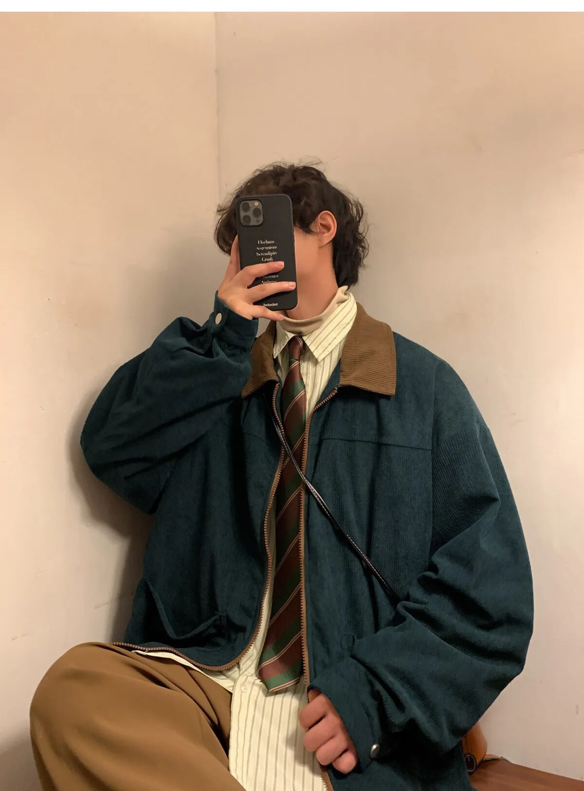 Wiaofellas New Jackets American Vintage High Street Zipper Jacket Men Autumn Winter Casual Male Oversize Loose Patchwork Corduroy Coat