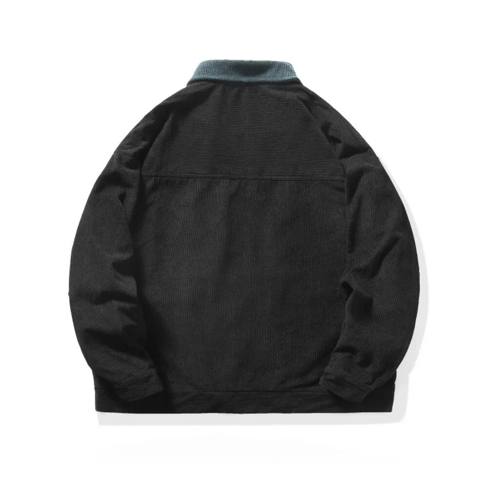 Wiaofellas New Jackets American Vintage High Street Zipper Jacket Men Autumn Winter Casual Male Oversize Loose Patchwork Corduroy Coat