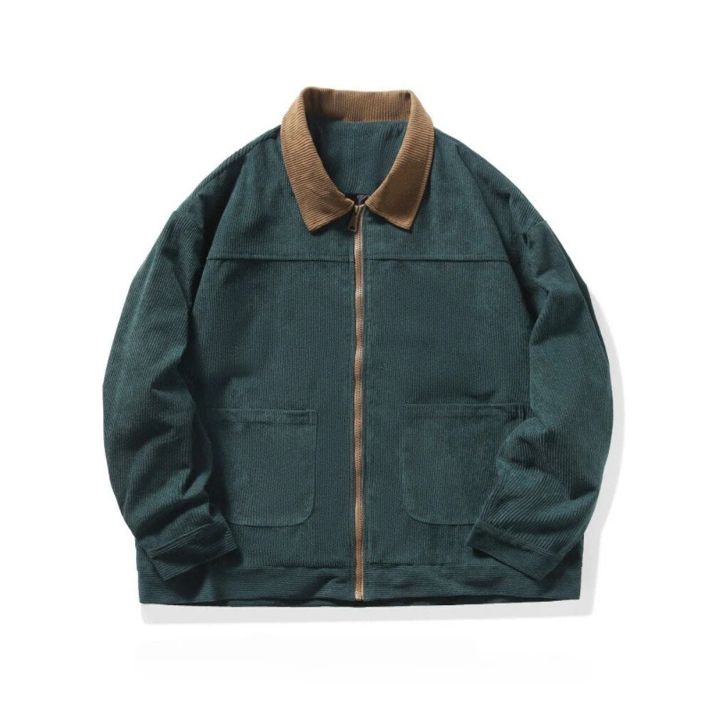 Wiaofellas New Jackets American Vintage High Street Zipper Jacket Men Autumn Winter Casual Male Oversize Loose Patchwork Corduroy Coat