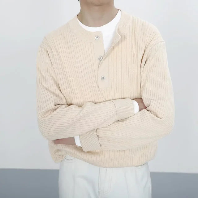 Wiaofellas New Men's Sweater Autumn Loose Fashion Brand Solid Color Knitted Shirt Men's Korean Version Trend Handsome Casual Top