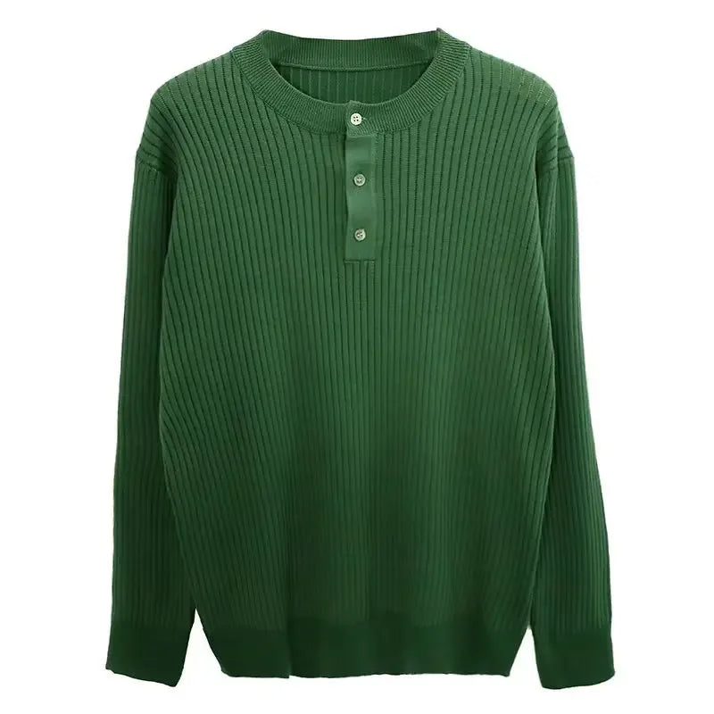 Wiaofellas New Men's Sweater Autumn Loose Fashion Brand Solid Color Knitted Shirt Men's Korean Version Trend Handsome Casual Top
