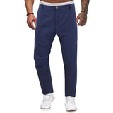Wiaofellas 2YK Breathable Loose Sweatpants Spring Button-up Cotton Linen Trousers Male 2023 Streetwear Men Solid Pants Clothing 2023