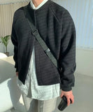 Wiaofellas Autumn/winter Round Neck Knitted Cardigan Jacket for Men's Korean Version Trendy Loose Fitting Japanese Versatile Sweater Jacket
