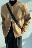 Wiaofellas Autumn/winter Round Neck Knitted Cardigan Jacket for Men's Korean Version Trendy Loose Fitting Japanese Versatile Sweater Jacket