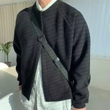 Wiaofellas Autumn/winter Round Neck Knitted Cardigan Jacket for Men's Korean Version Trendy Loose Fitting Japanese Versatile Sweater Jacket