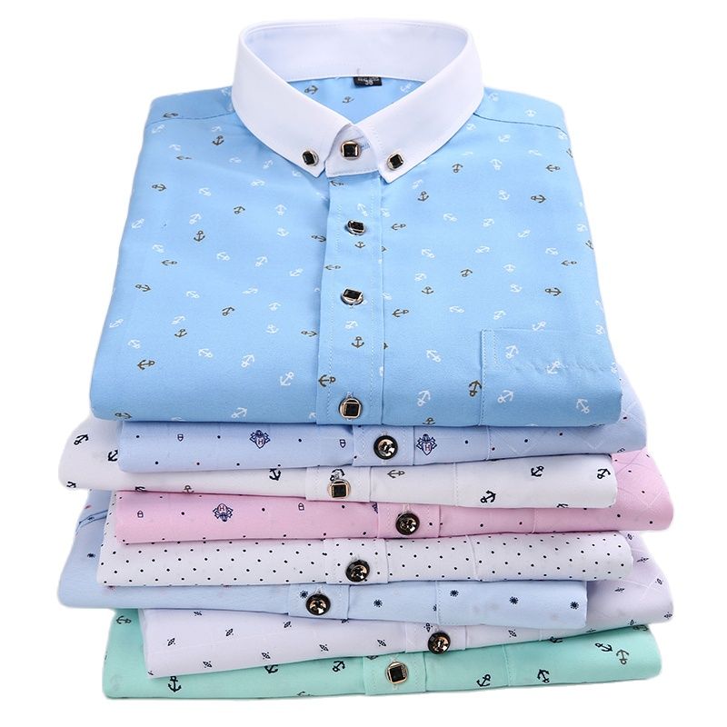 Wiaofellas Men's Long Sleeve Printed Casual Shirt Fashion Trun-down Collar Wedding Party Shirts Soft Hawaiian Holiday Summer Shirt