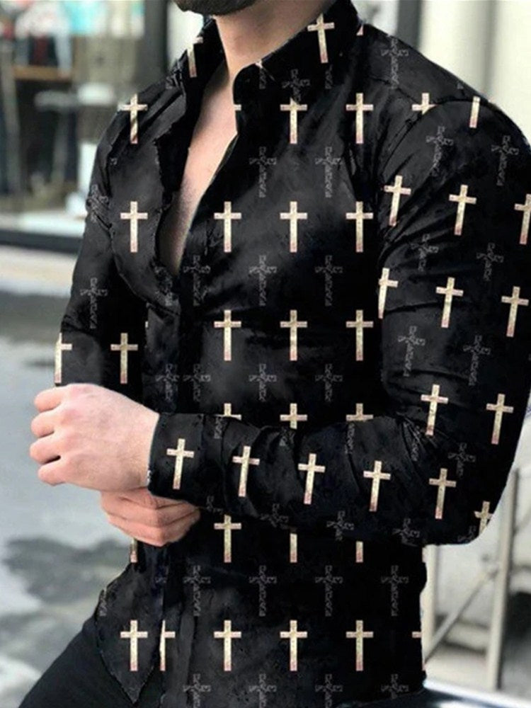 Wiaofellas Spring Autumn Men printed Shirts Turn-down Collar Buttoned Shirt Men's Casual Long Sleeve social shirt Tops Men's clothing
