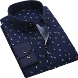 Wiaofellas Men's Long Sleeve Printed Casual Shirt Fashion Trun-down Collar Wedding Party Shirts Soft Hawaiian Holiday Summer Shirt