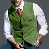 Wiaofellas Autumn Men's Vest Jacket Men Popular Plaid Slim Fit Vest Sleeveless V Neck Business Single Breasted Button Pocket