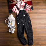 Wiaofellas Fashion Men Jumpsuit Bib Pants Solid Joggers Pockets Streetwear Loose Cotton Straps Suspender Mens Cargo Overalls Rompers
