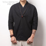 Wiaofellas Japanese Mens Cardigan Kimono Traditional Fashion Japanese Samurai Clothing Streetwear Yukata Male Shirt Haori Mens Kimono Coat