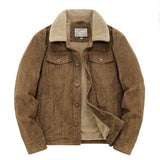 Wiaofellas Men Winter Fleece Corduroy Jackets Fur Collar Thermal Warm Outwear Top Clothing For Male Size M-5XL Thermal