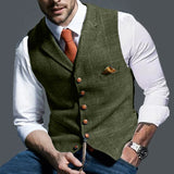 Wiaofellas Autumn Men's Vest Jacket Men Popular Plaid Slim Fit Vest Sleeveless V Neck Business Single Breasted Button Pocket