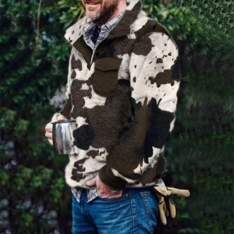 Wiaofellas Fashion Plaid Woolen Jumpers Mens Autumn Winter Warm Long Sleeve Loose Sweaters Casual Turn-down Collar Tops Men Streetwear
