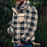 Wiaofellas Fashion Plaid Woolen Jumpers Mens Autumn Winter Warm Long Sleeve Loose Sweaters Casual Turn-down Collar Tops Men Streetwear