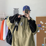 Wiaofellas Autumn Hoodies Men's Fashion Contrast Color Casual Hooded Sweatshirt Men Streetwear Hip-hop Loose Pullover Hoodie Mens M-5XL