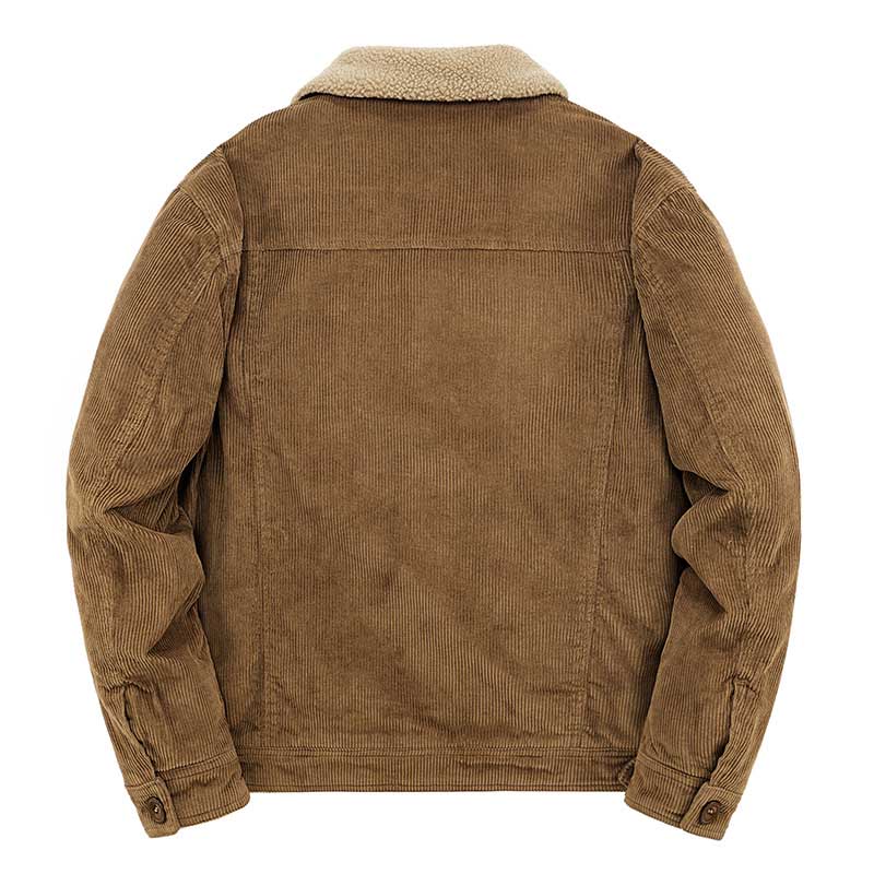 Wiaofellas Men Winter Fleece Corduroy Jackets Fur Collar Thermal Warm Outwear Top Clothing For Male Size M-5XL Thermal