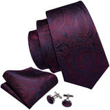 Wiaofellas Fahsion Designers Red Paisley Mens Silk Ties Gravat Hanky Box Gifts Set Ties For Men Wedding Groom Neckties LS-5167