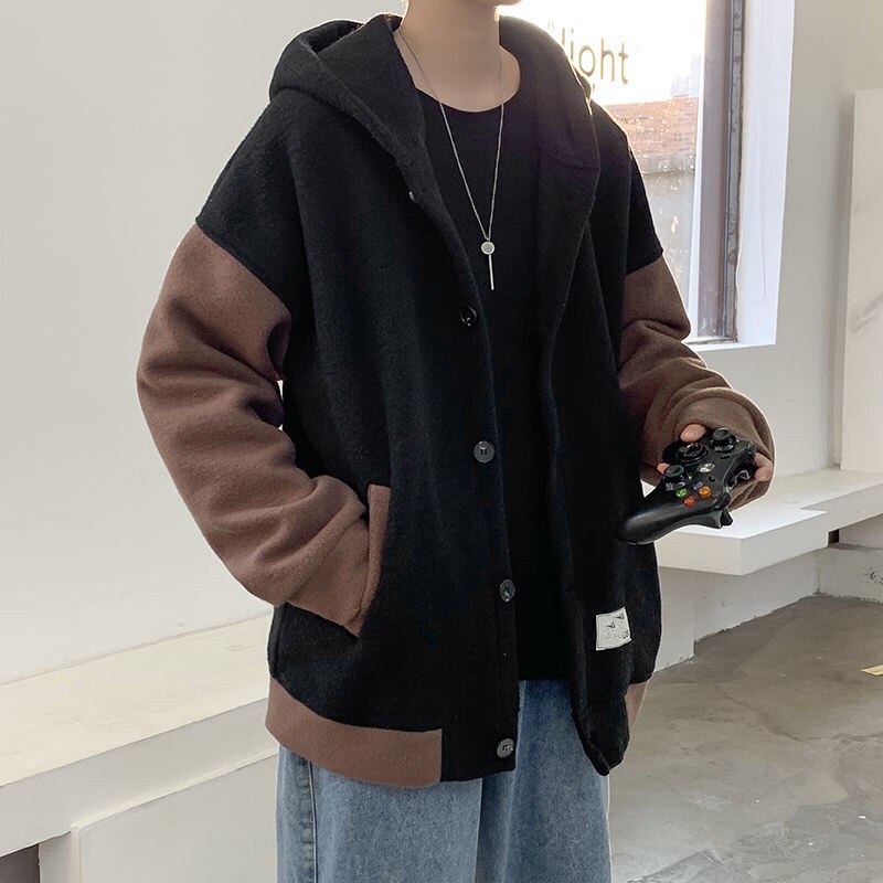 Wiaofellas Japan Korea Style Patchwork Fashion Hoodies Men Fleece Hooded Sweatshirts Coat Male Spring Autumn Student Casual Tops