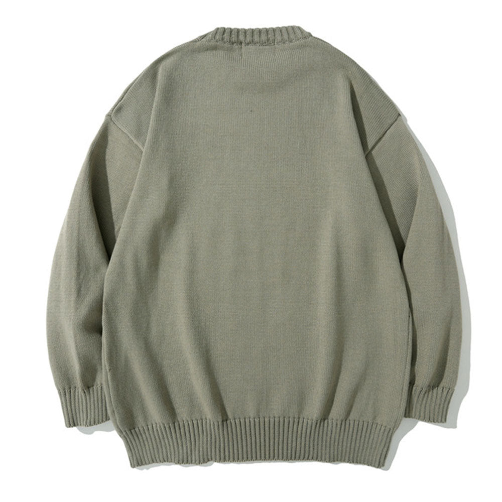 Wiaofellas Knitted Sweater Men Hip Hop Abstract Portrait Pattern Oversized Pullover Women Autumn Street Harajuku Cotton Warm Sweater Unisex