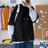 Wiaofellas Autumn Hoodies Men's Fashion Contrast Color Casual Hooded Sweatshirt Men Streetwear Hip-hop Loose Pullover Hoodie Mens M-5XL
