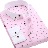 Wiaofellas Men's Long Sleeve Printed Casual Shirt Fashion Trun-down Collar Wedding Party Shirts Soft Hawaiian Holiday Summer Shirt