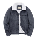 Wiaofellas Men Winter Fleece Corduroy Jackets Fur Collar Thermal Warm Outwear Top Clothing For Male Size M-5XL Thermal