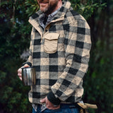 Wiaofellas Fashion Plaid Woolen Jumpers Mens Autumn Winter Warm Long Sleeve Loose Sweaters Casual Turn-down Collar Tops Men Streetwear