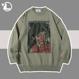 Wiaofellas Knitted Sweater Men Hip Hop Abstract Portrait Pattern Oversized Pullover Women Autumn Street Harajuku Cotton Warm Sweater Unisex