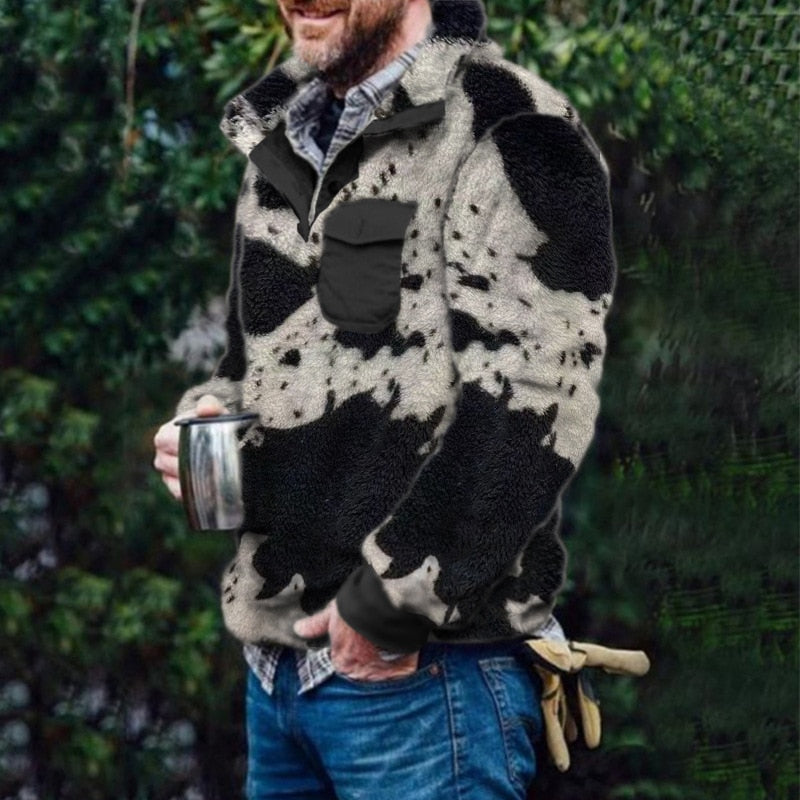 Wiaofellas Fashion Plaid Woolen Jumpers Mens Autumn Winter Warm Long Sleeve Loose Sweaters Casual Turn-down Collar Tops Men Streetwear