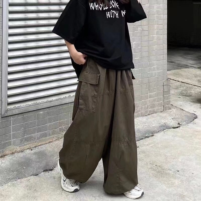 Wiaofellas Vintage Baggy Cargo Pants Men Parachute Wide Leg Trousers Male Oversize Retro Loose Casual Japanese Streetwear Hip Hop