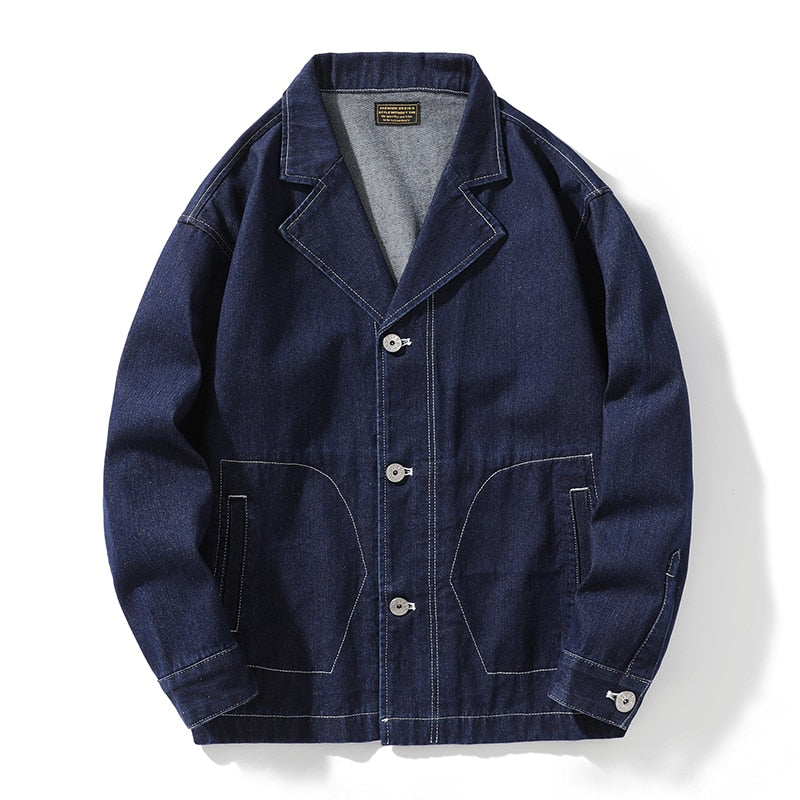 Wiaofellas Men Denim Blazers Jacket Spring New Classic Design Loose Casual Youth Outerwear Fashion Jean Jackets Male Clothing Coat 3XL